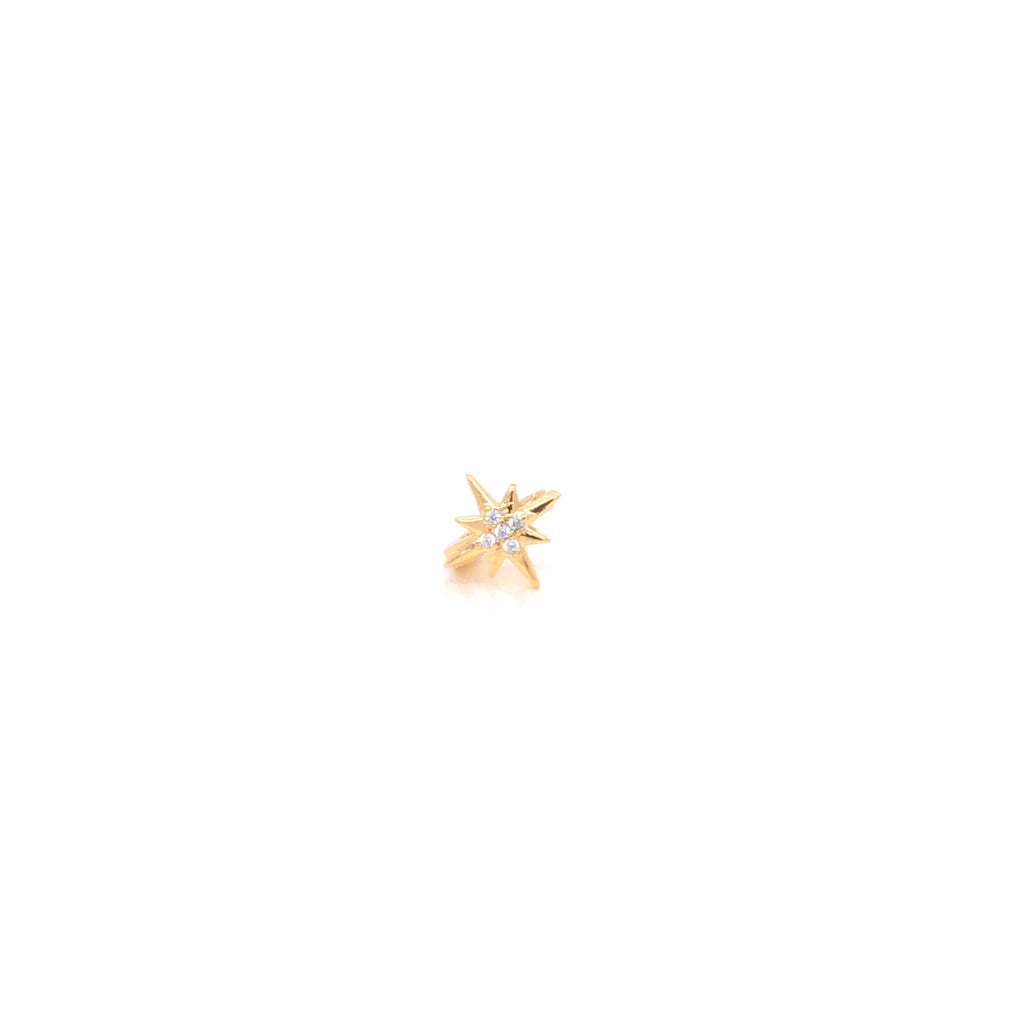 Arracada Piercing Gold Plated Gold With Star Of Bethlehem