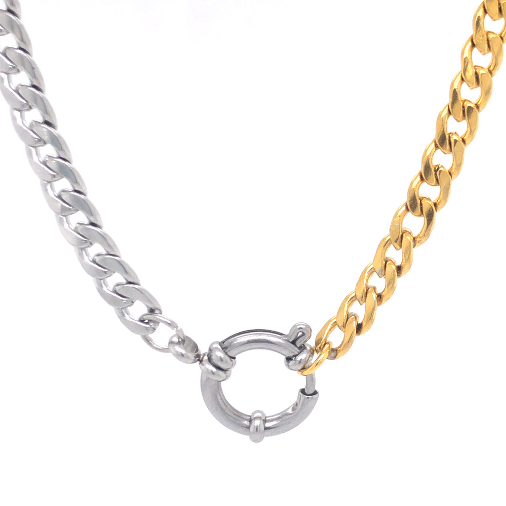 Silver and Gold Bearded Steel Chain