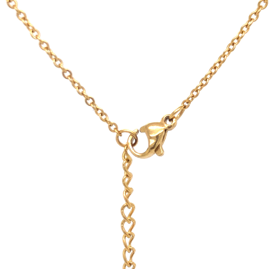 Steel Fang Necklace With Synthetic Opal