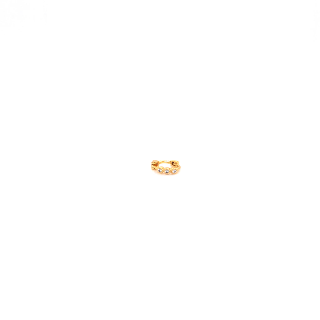 Mini Gold Plated Arraced Piercing With 3 Zirconias