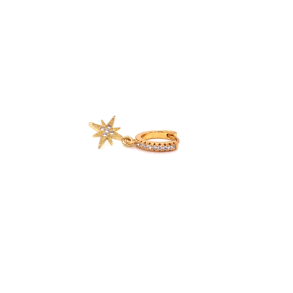 Piercing Arracada Chapa de Oro Dorada Con Estrella Belén Colgante