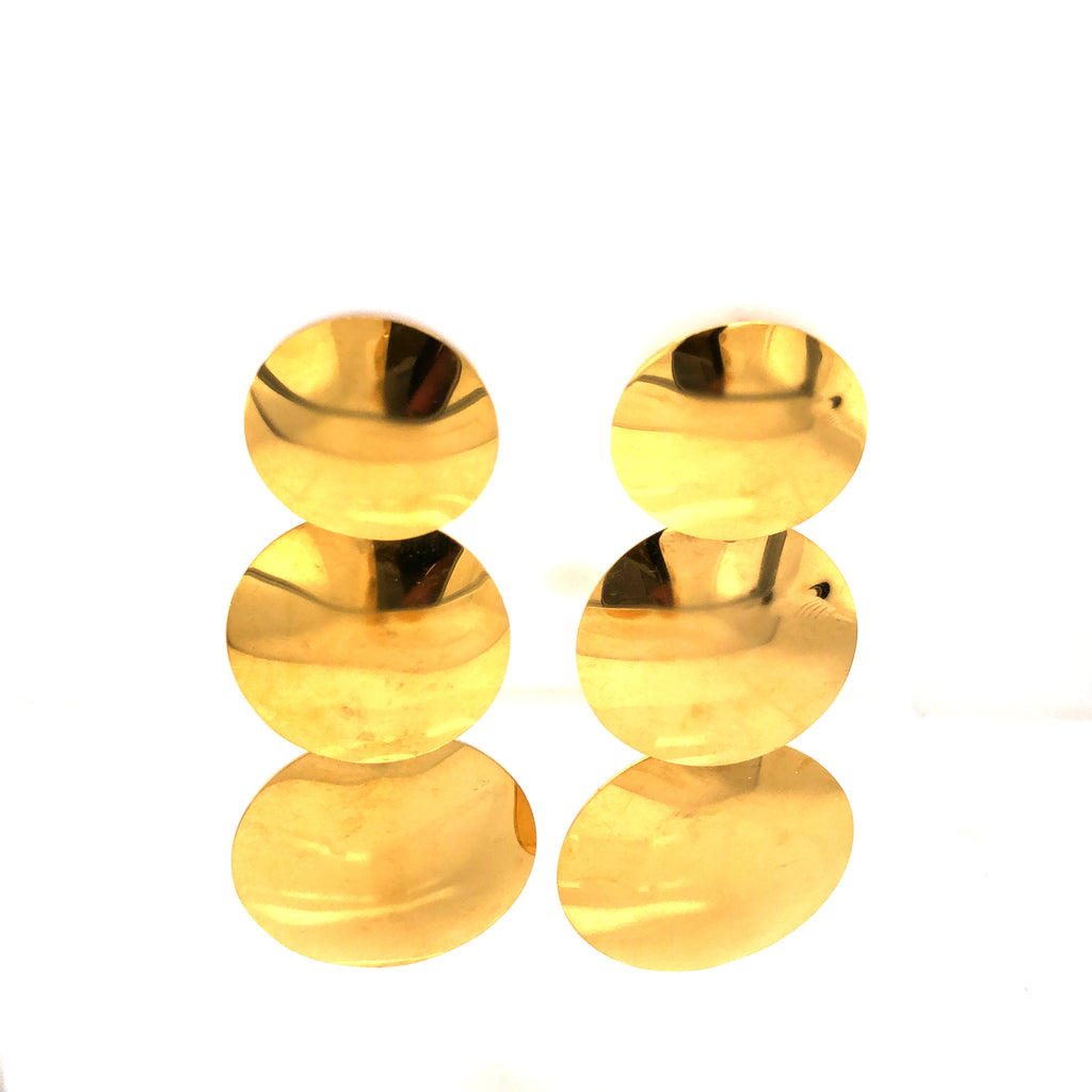 Steel Post Earring Three Hanging Circles
