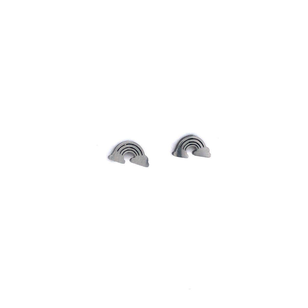 Rainbow and Clouds Steel Post Earrings