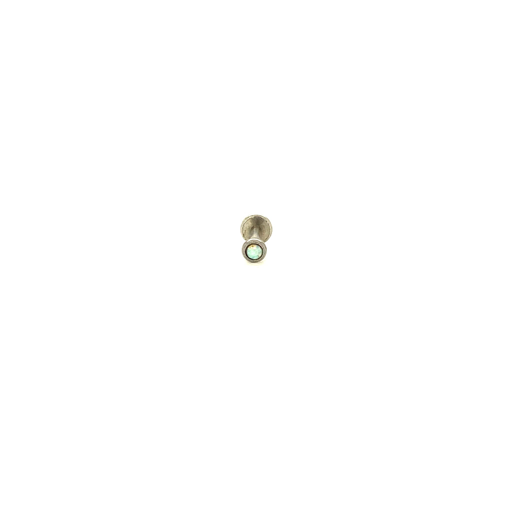 Steel Piercing With Beveled Synthetic Opal