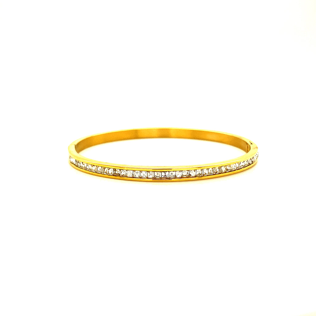 Golden Steel Bracelet With Zirconias