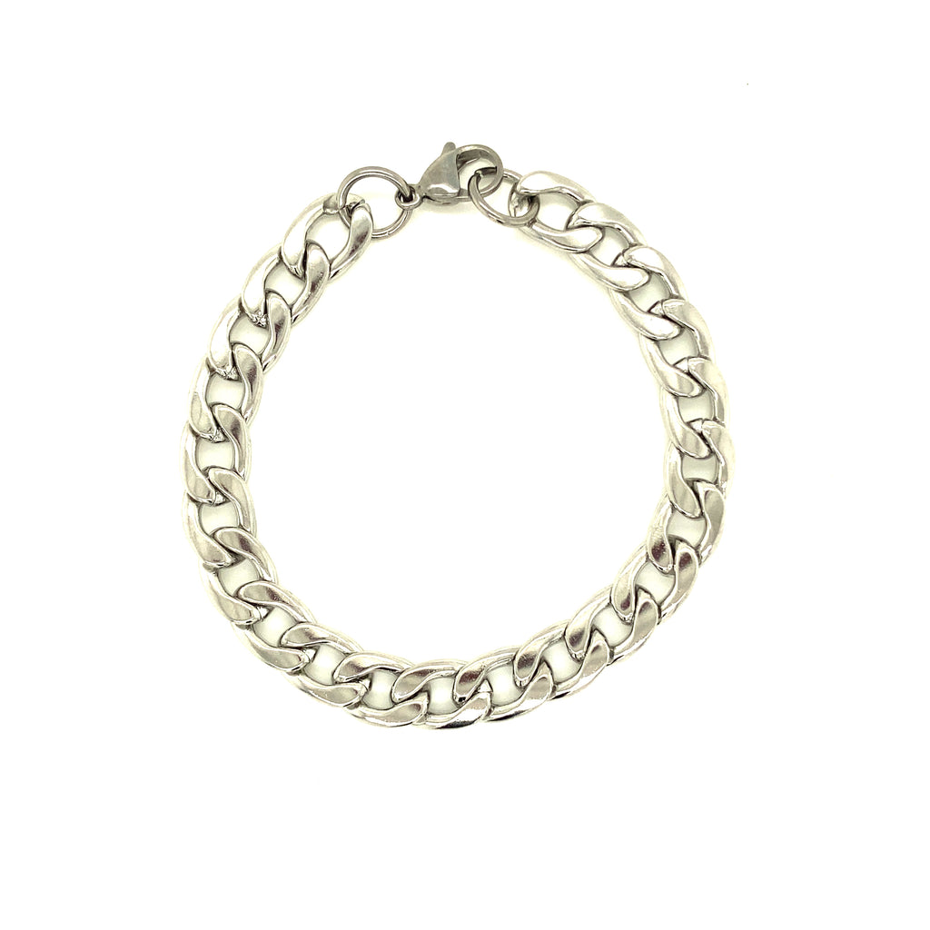 Silver Chain Type Steel Bracelet