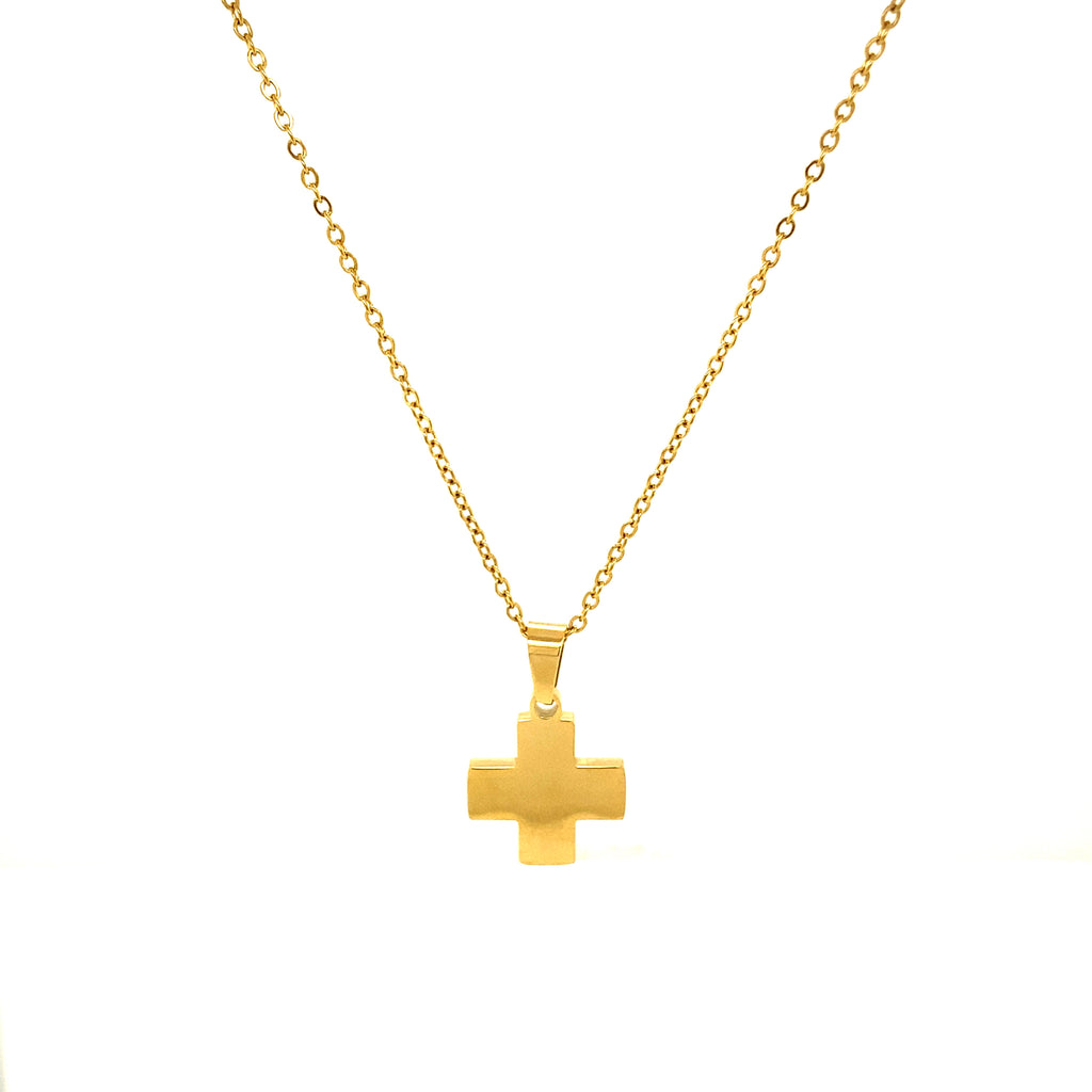 Golden Steel Man Chain With Swiss Cross