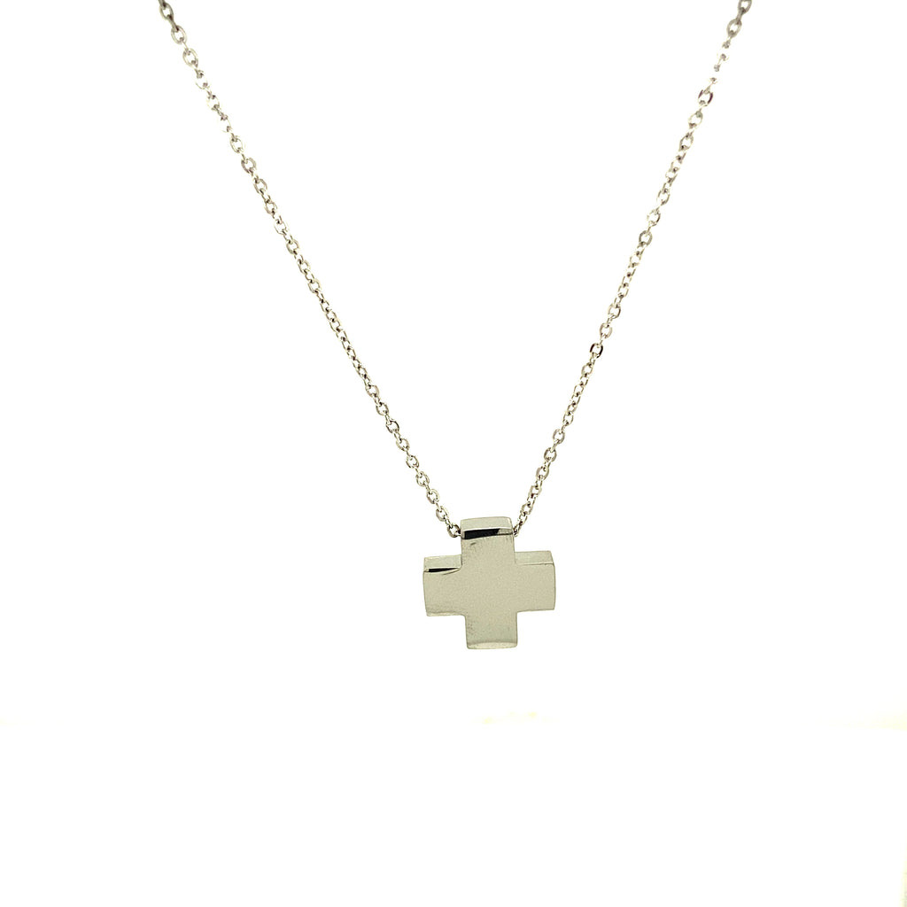 Silver-plated Steel Man Chain With Swiss Cross