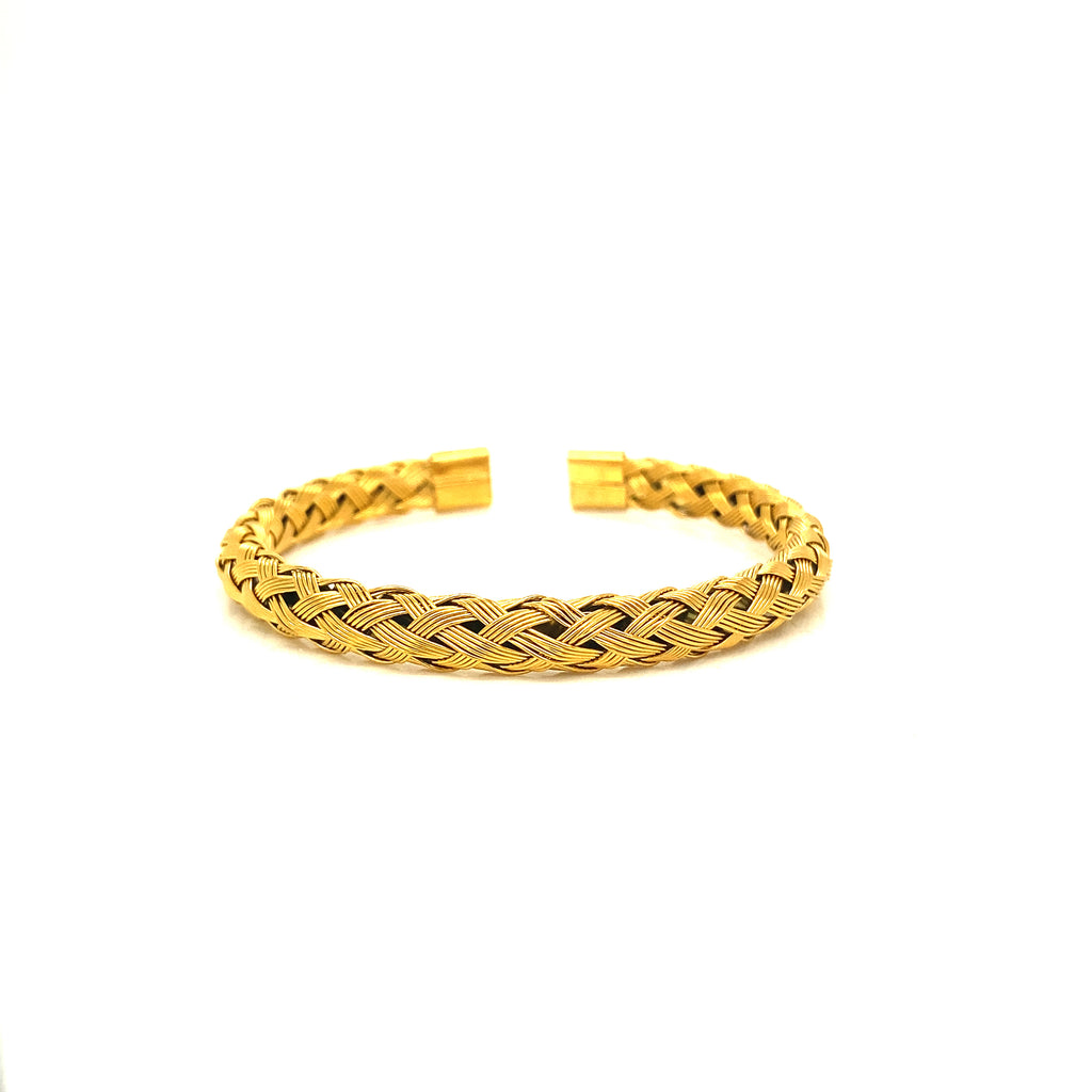 Brazalete Liquidación Acero Trenzado Dorado Y Plateado