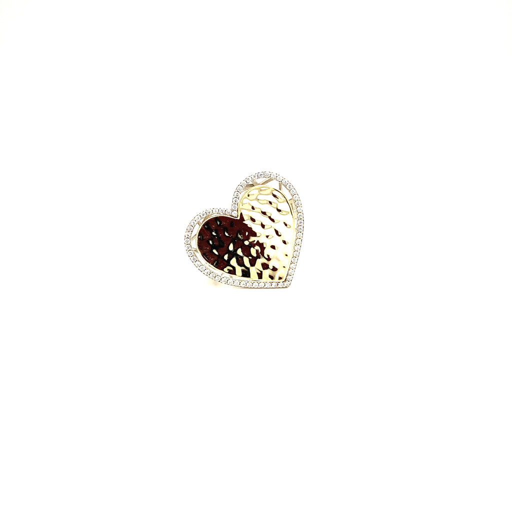 Anillo Plata Corazón Lamina Centro Contorno