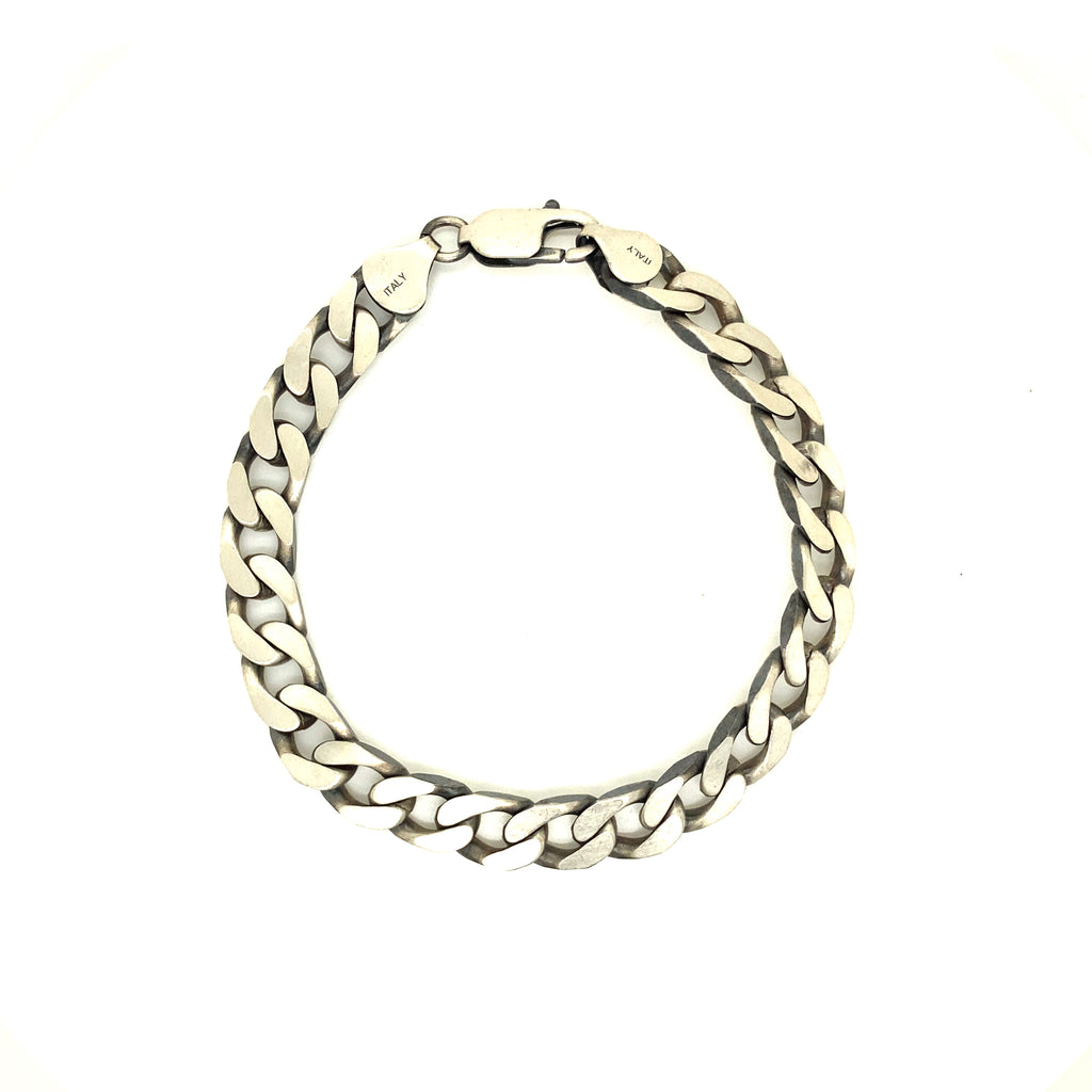 Silver Man Bracelet Big Flat Link