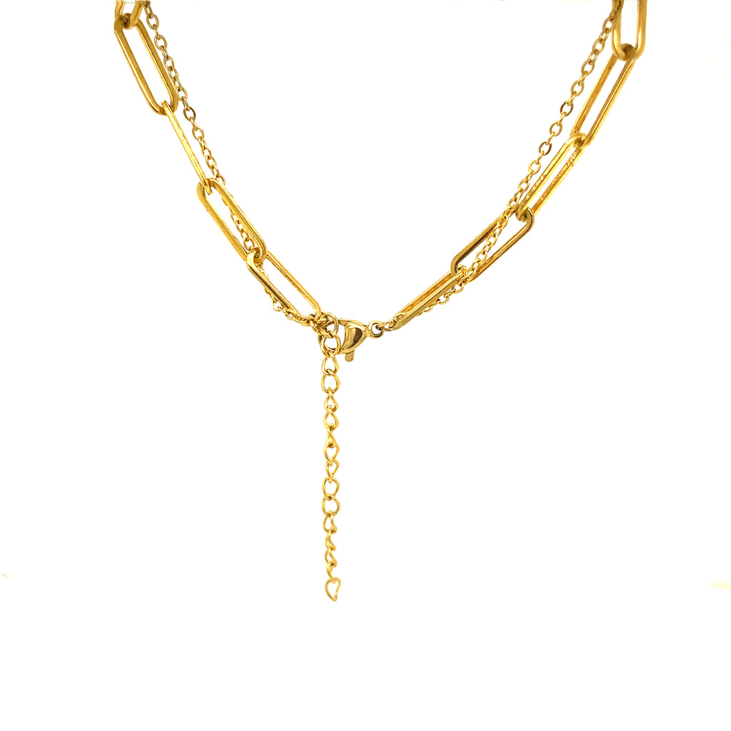 Collar Doble Acero Liquidación Colmillo Eslabón Grande