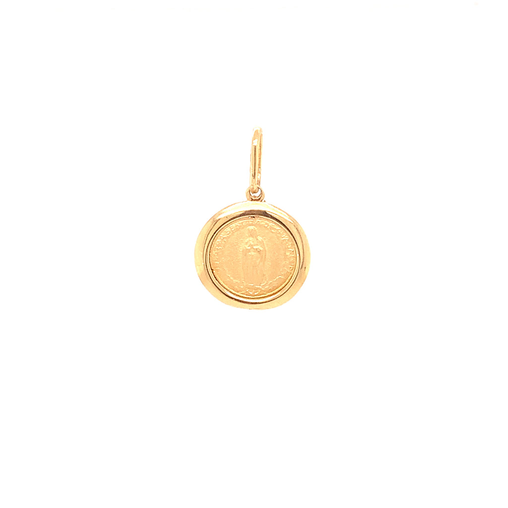 14k Gold Virgin Round Medal Charm