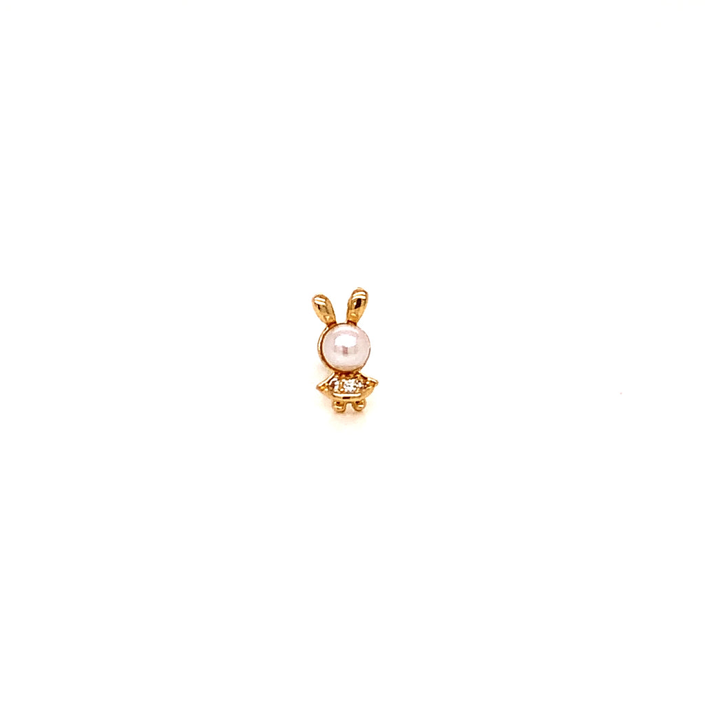 Piercing Broquel Oro 14K Conejo Con Perla