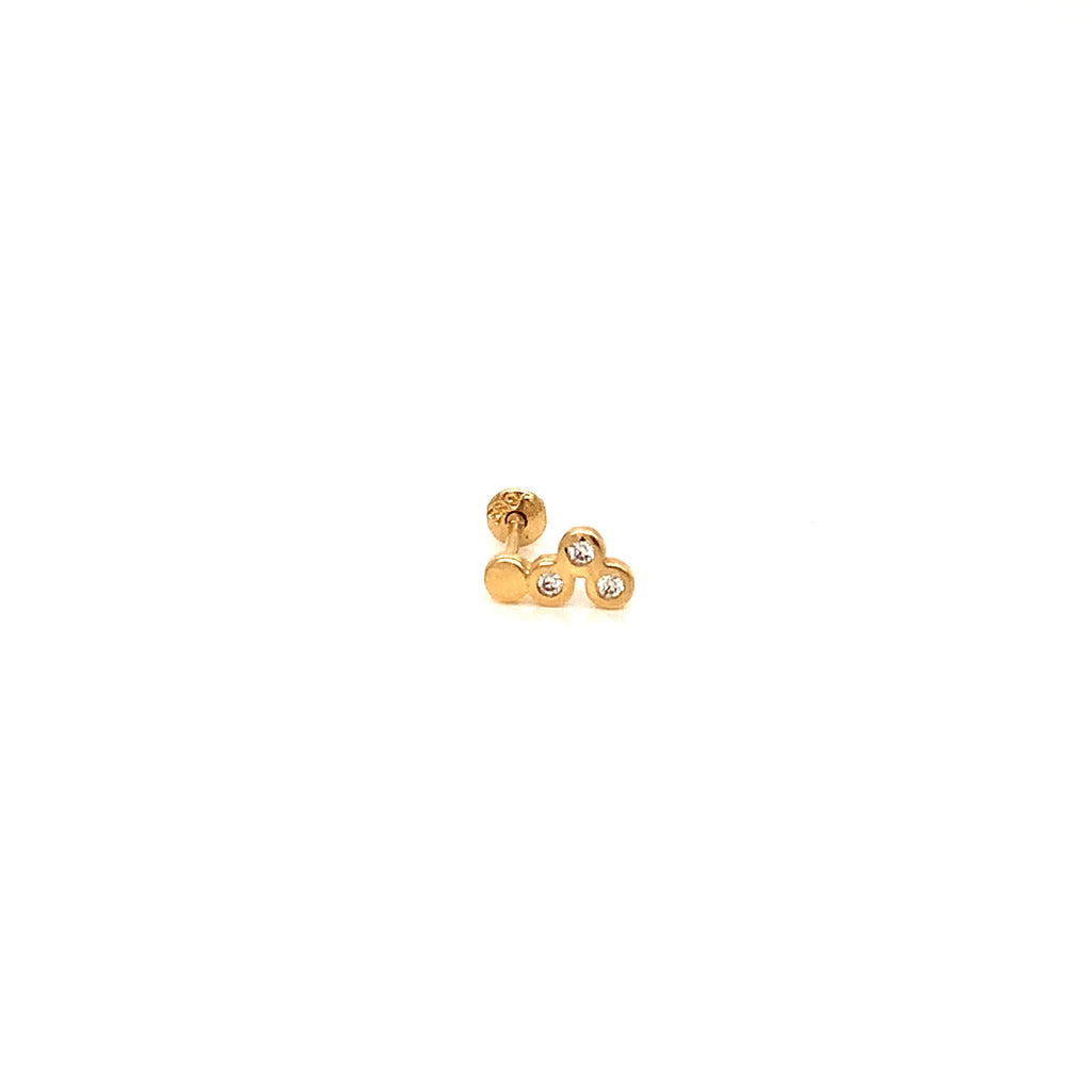 Piercing Broquel Oro 14K Cuatro Círculos Y Zirconias