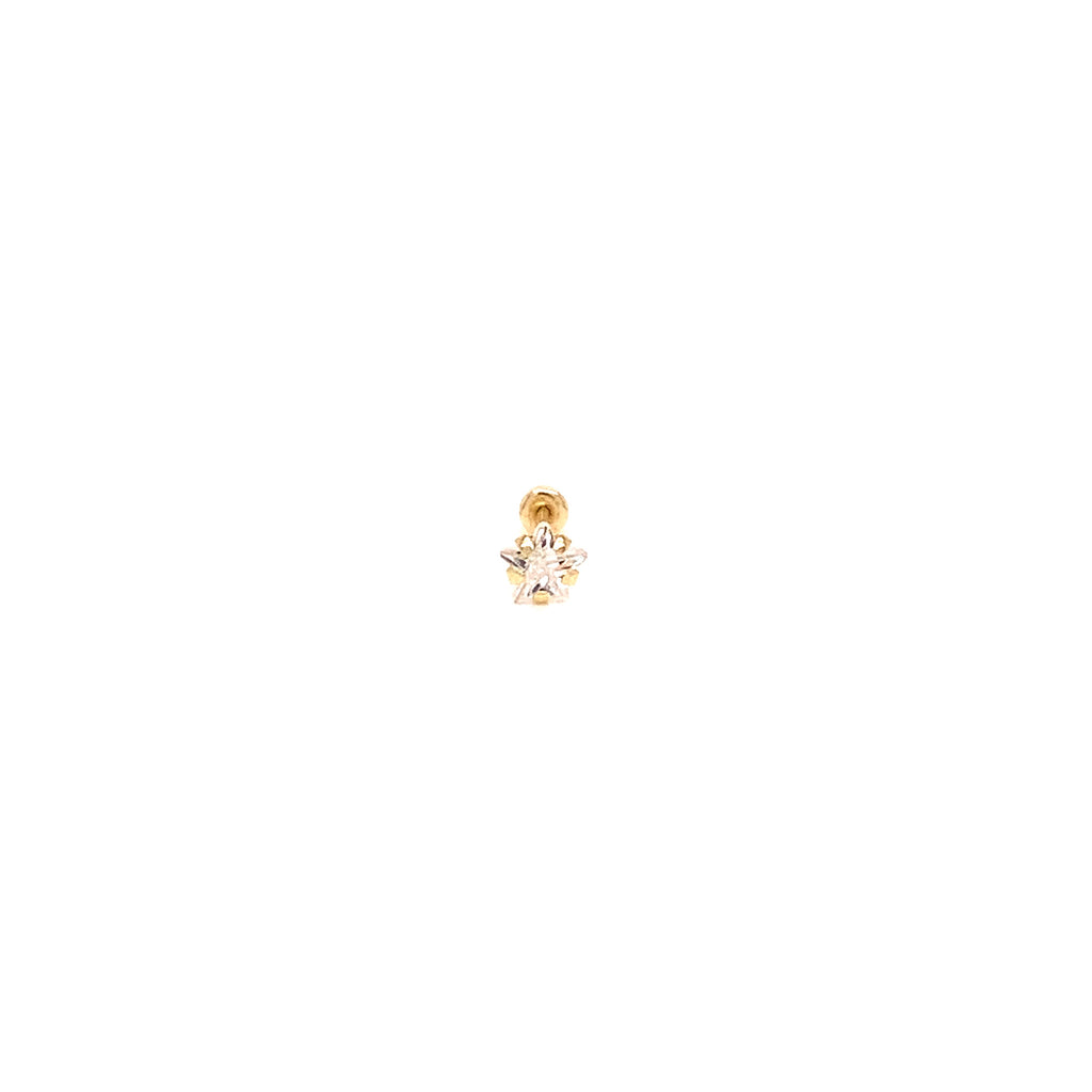 Piercing Broquel Oro 10K Zirconia Estrella Montada