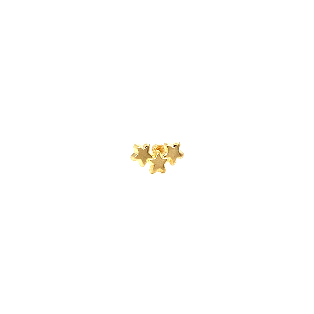 Piercing Broquel Oro 10K 3 Estrellas en Curva Pronunciada