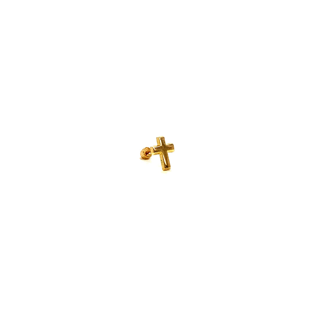 10K Gold Buckle Piercing with Smooth Square Cross