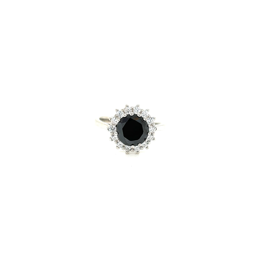 Anillo Plata con Zirconias Corte Brillante con Aureola