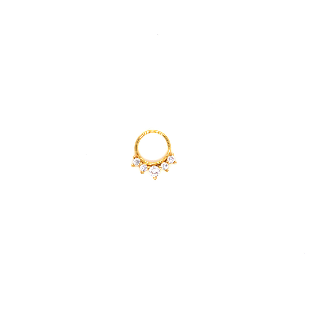 Gold Plated Daith 5 Zirconia Crown Type Piercing