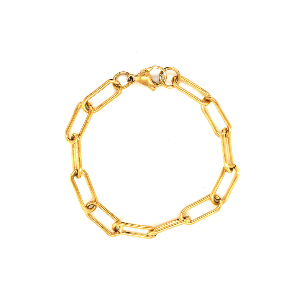 Steel Bracelet Oval Link Chain 12mm Gold
