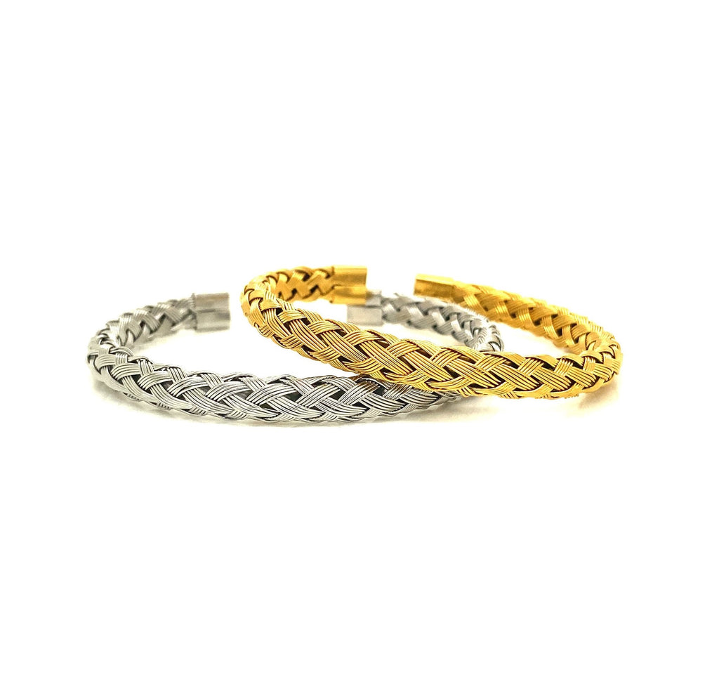 Gold And Silver Braided Steel Bracelet