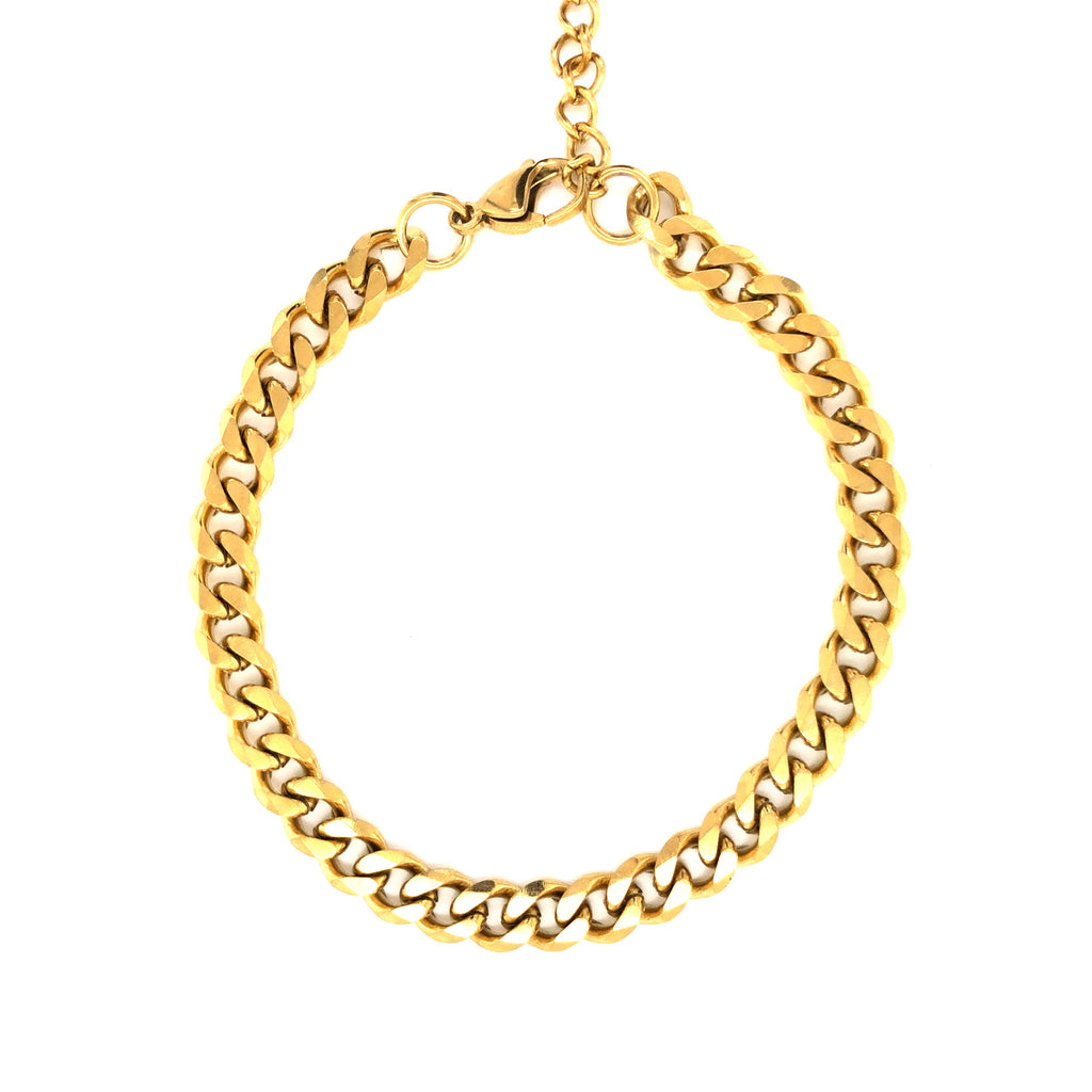 Gold Bearded Link Steel Anklet