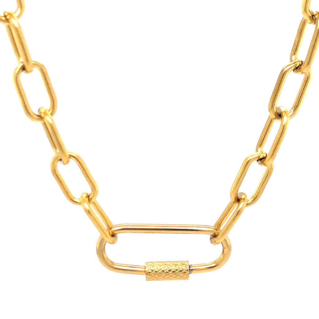 Cadena Acero Con Broche Barril Dorado