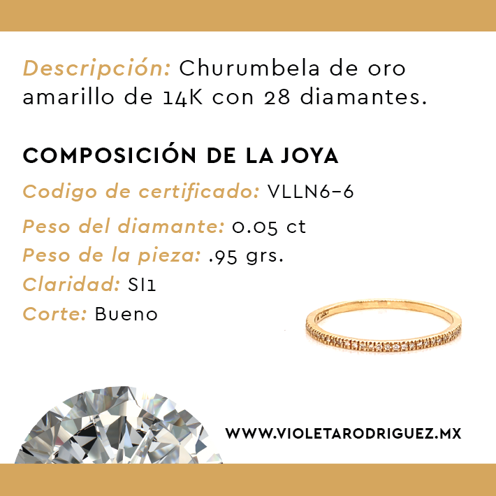 Anillo Churumbela Oro 14K Con 28 Diamantes .05ct