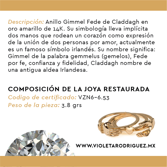 Anillo Vintage Oro 14K Claddagh