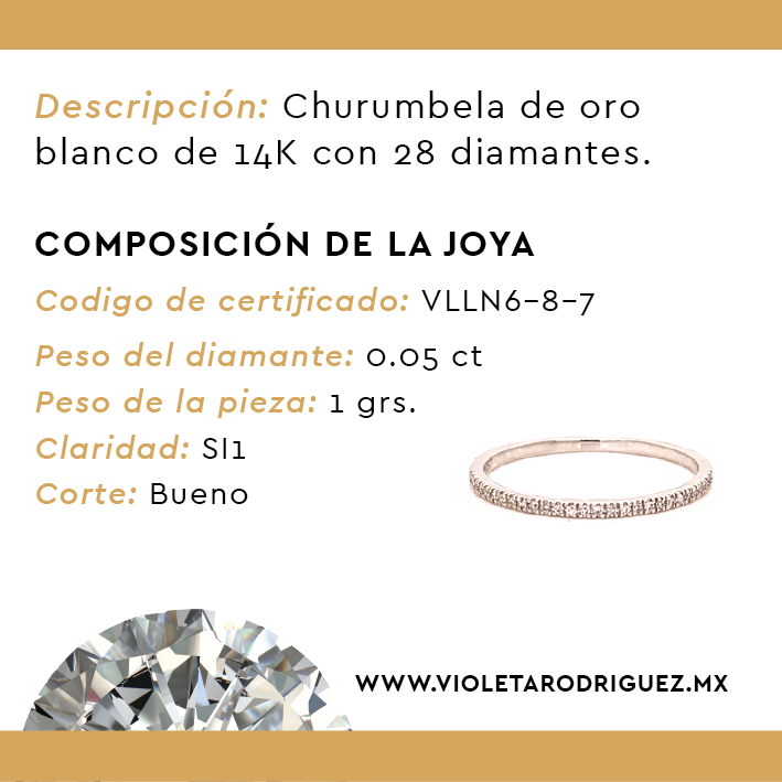 Anillo Churumbela Oro 14K Con 28 Diamantes .05ct