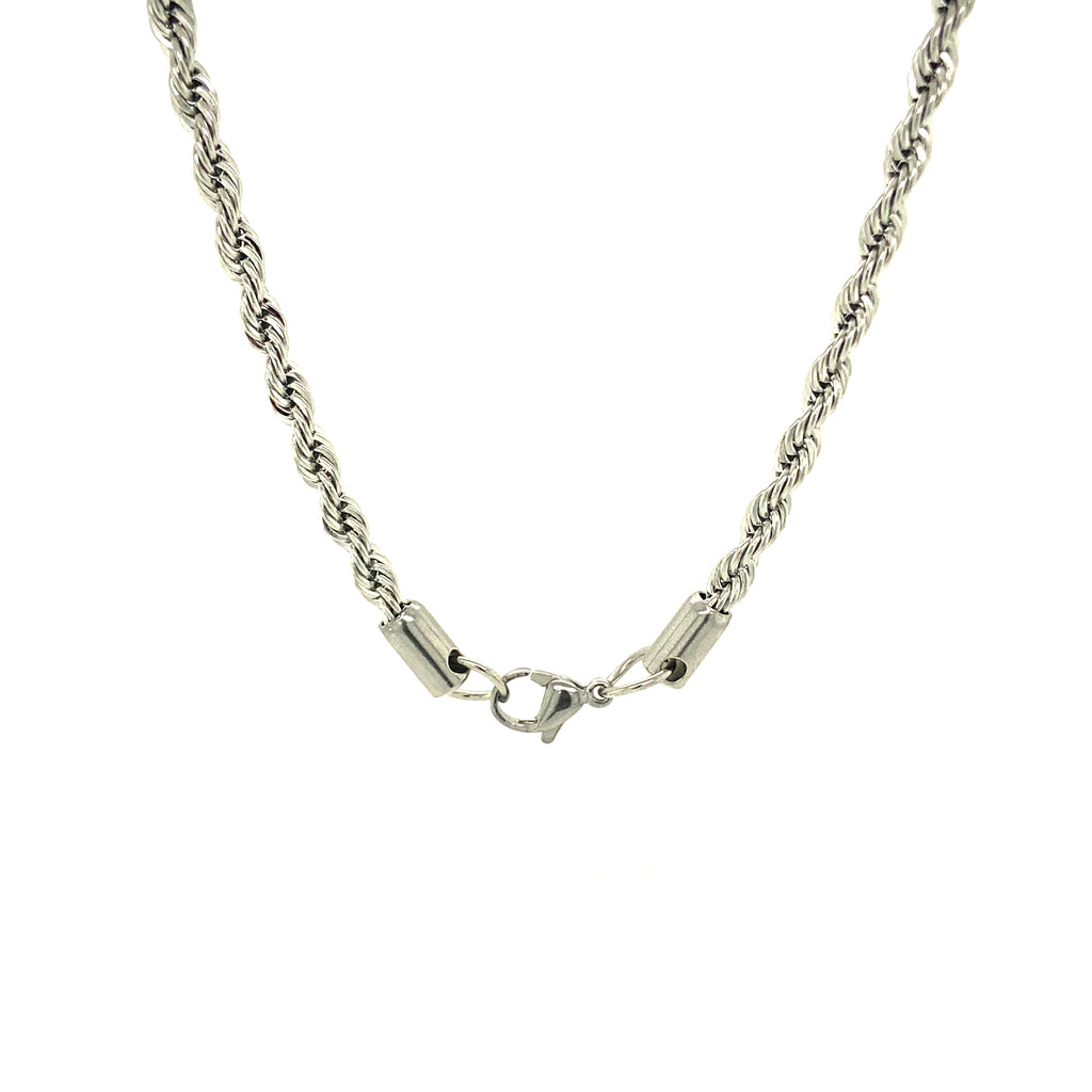 Thin Twisted Silver Steel Man Necklace