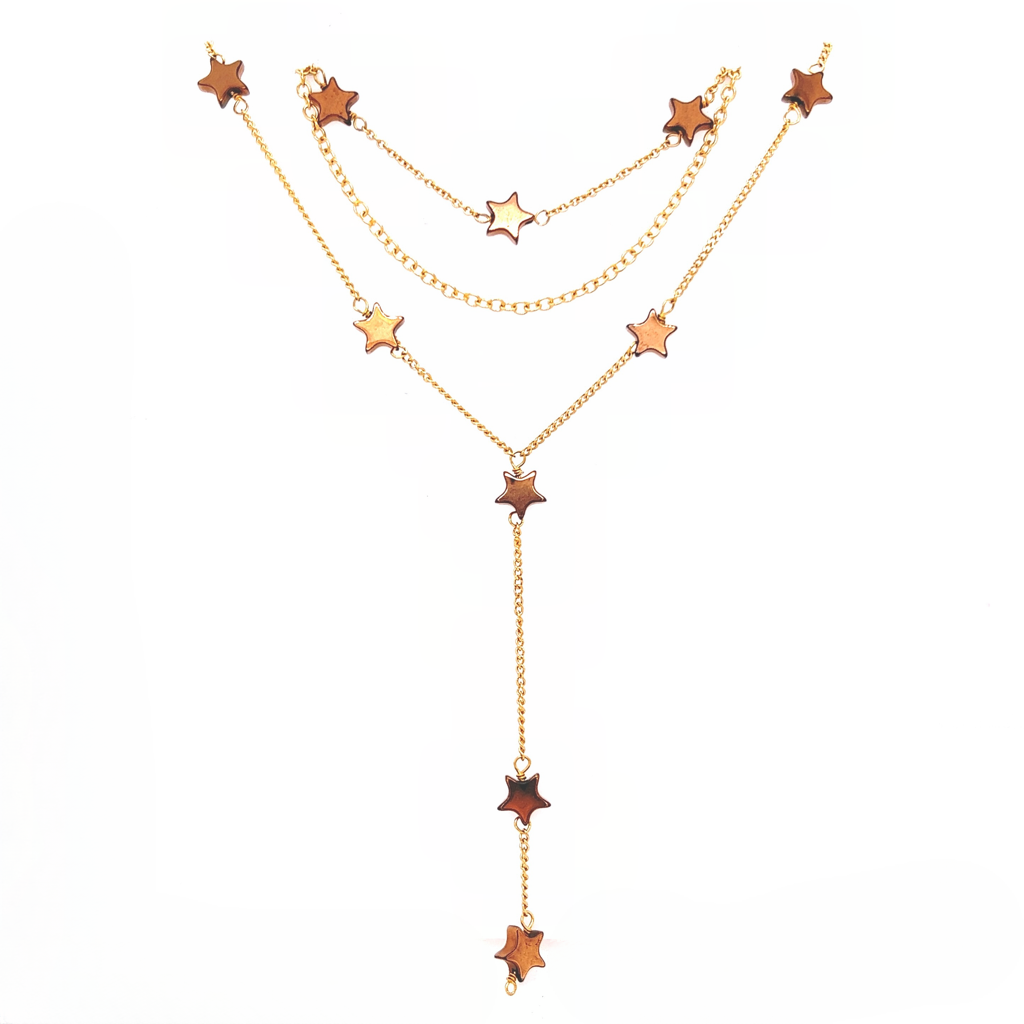 Triple Steel Star Necklace