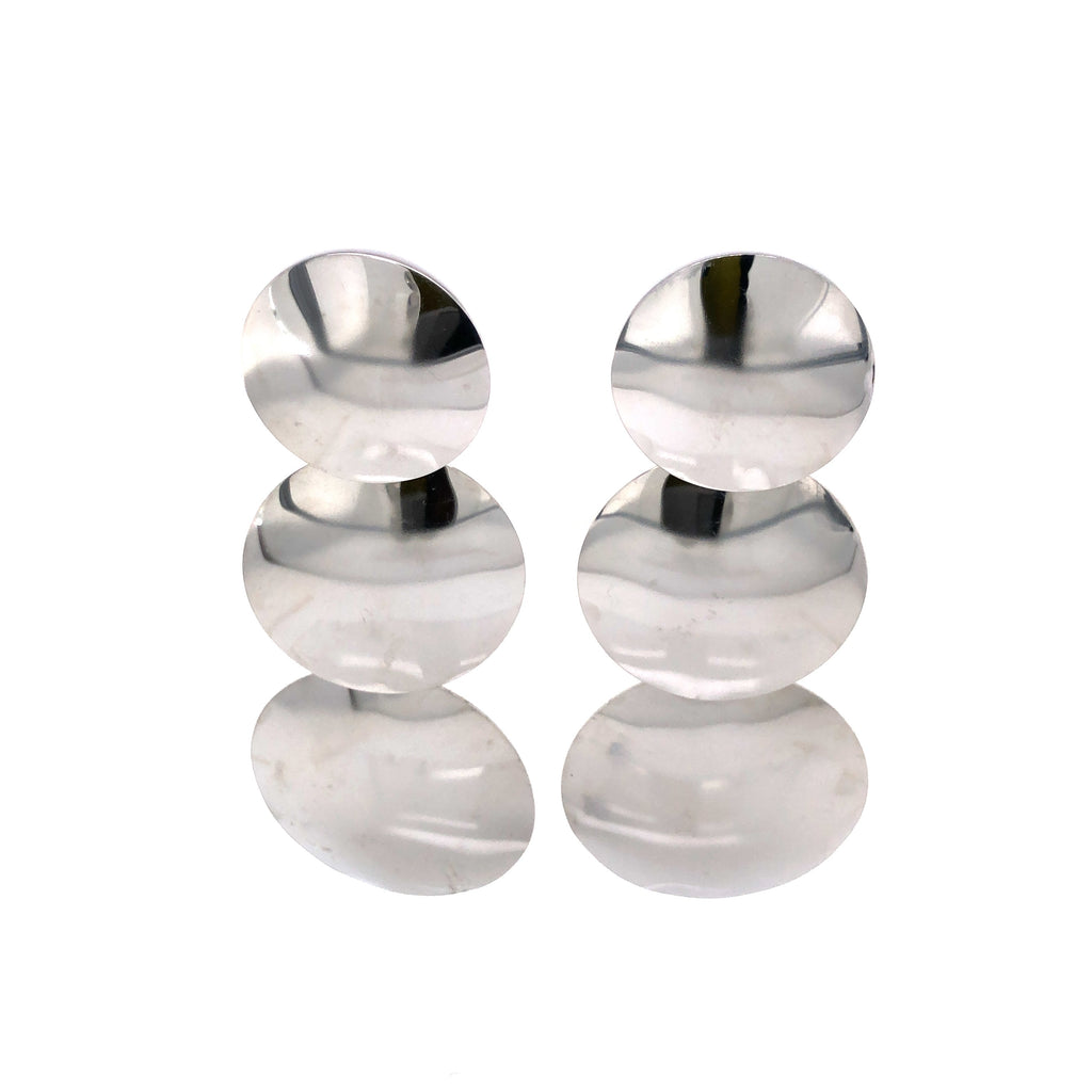 Steel Post Earring Three Hanging Circles