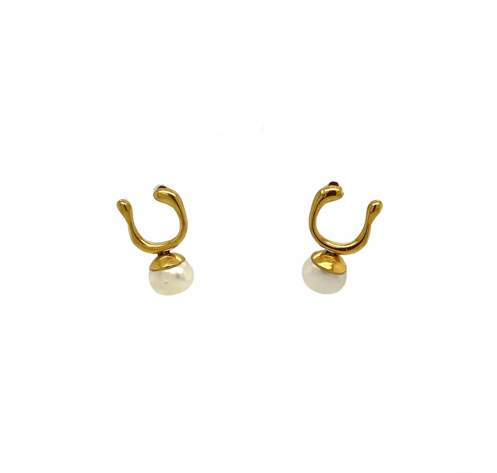 Steel U Pearl Gold Earring