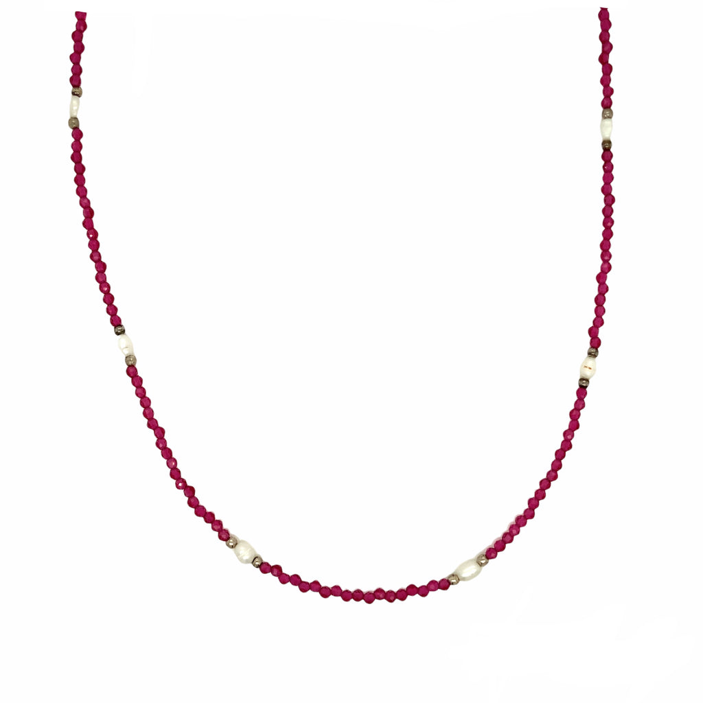 Garnet Armored Necklace With Pearl