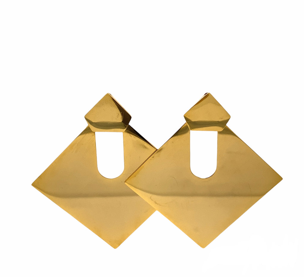 Large Rhombus Sheet Steel Post Earring
