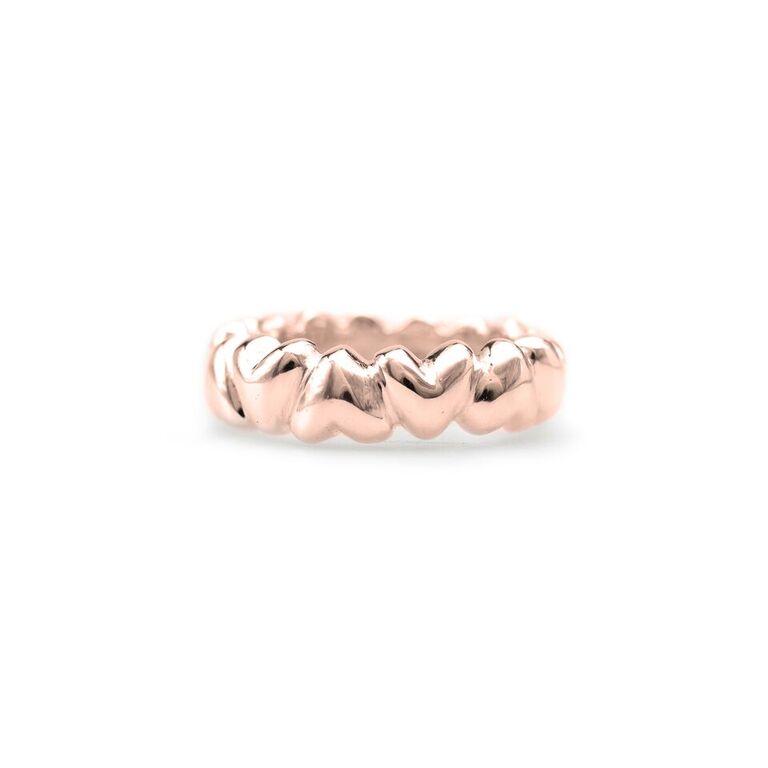 Large Pink Gold Hearts Ring