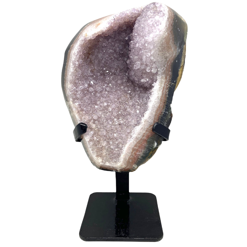 Large Rough Amethyst With Metal Base