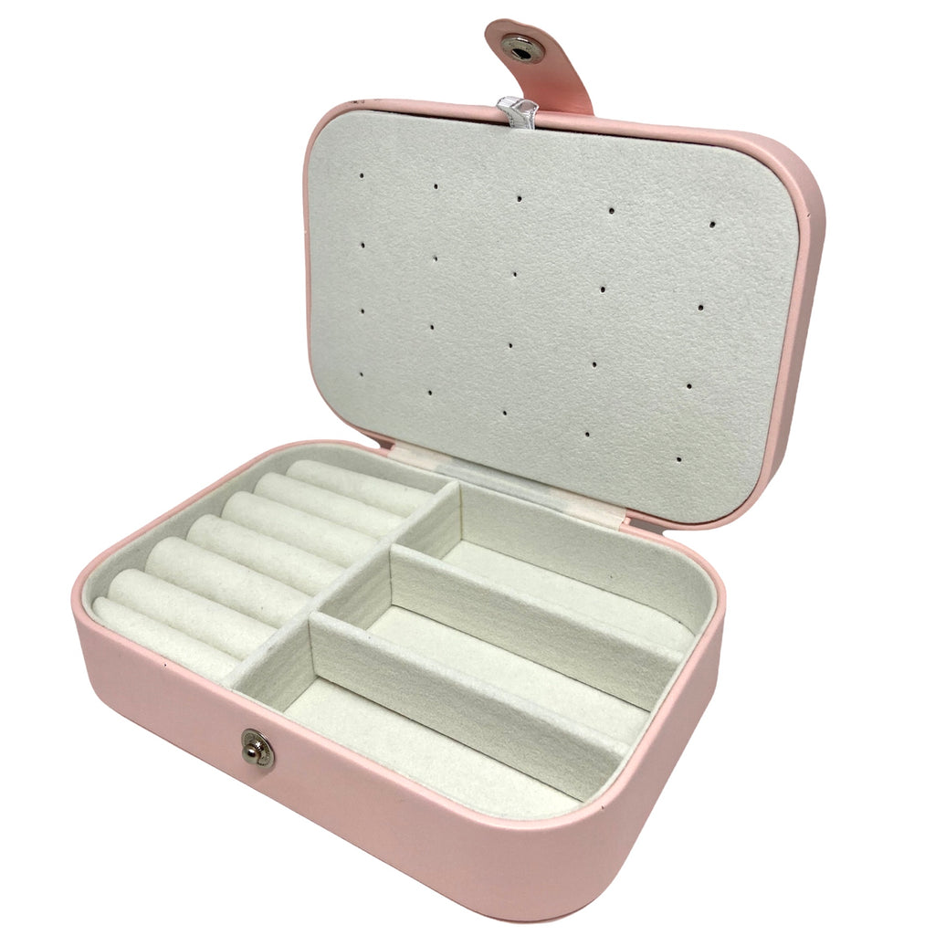 Pink Faux Leather Travel Jewelry Box