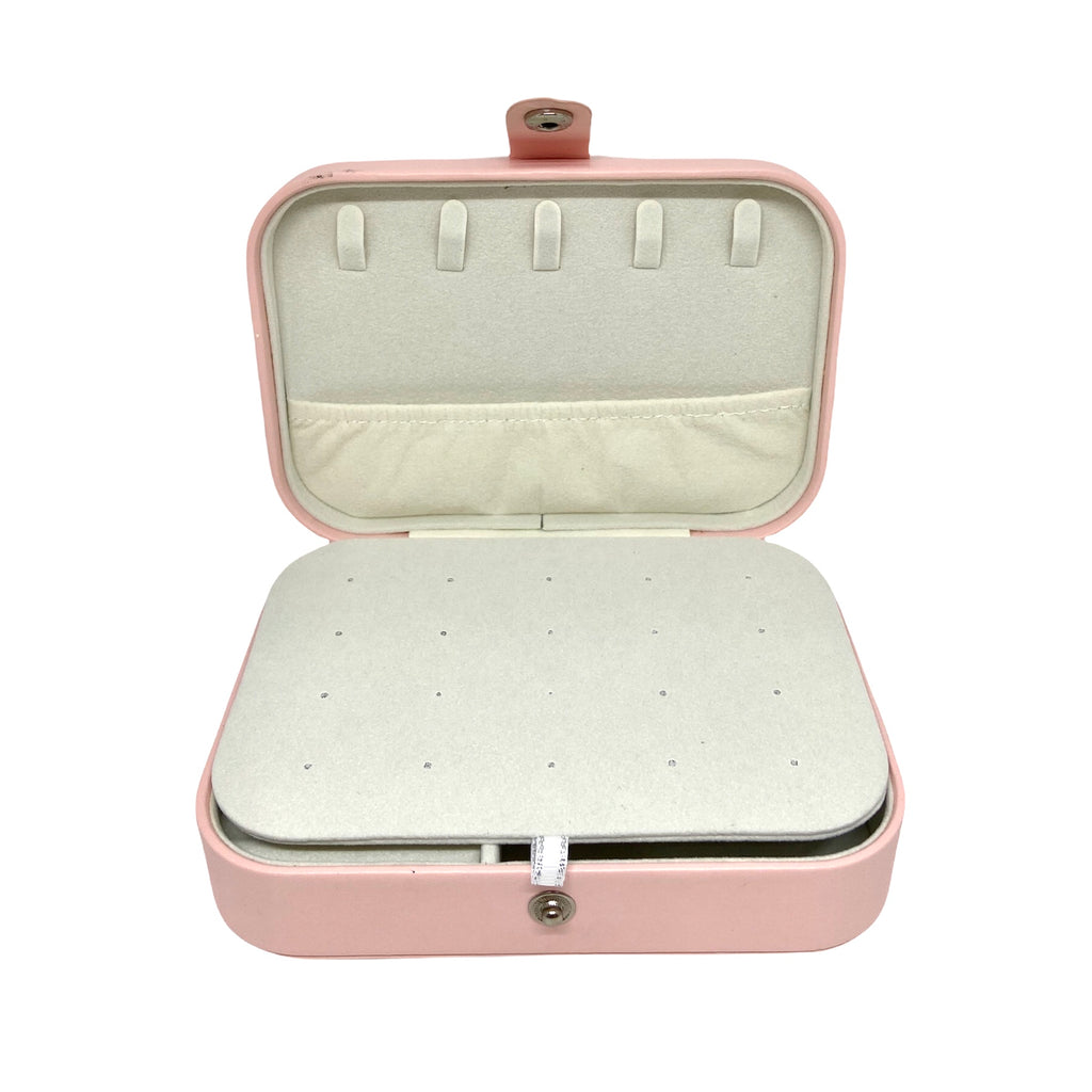 Pink Faux Leather Travel Jewelry Box