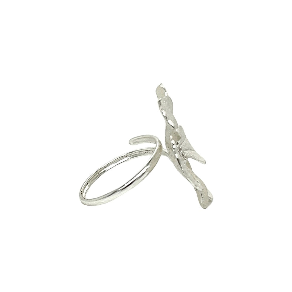 Anillo Plata Ajustable Flor Y Zirconias