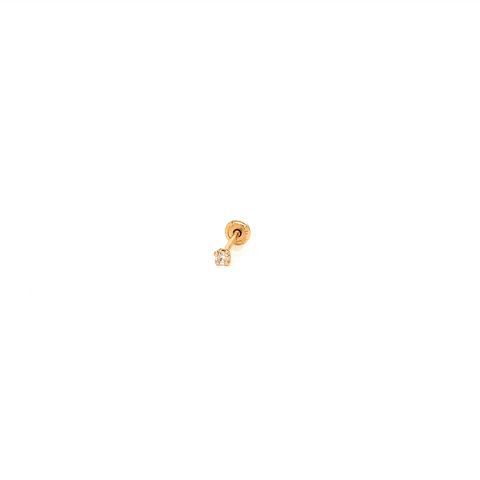 18K Gold Buckle Piercing With Diamond .04ct
