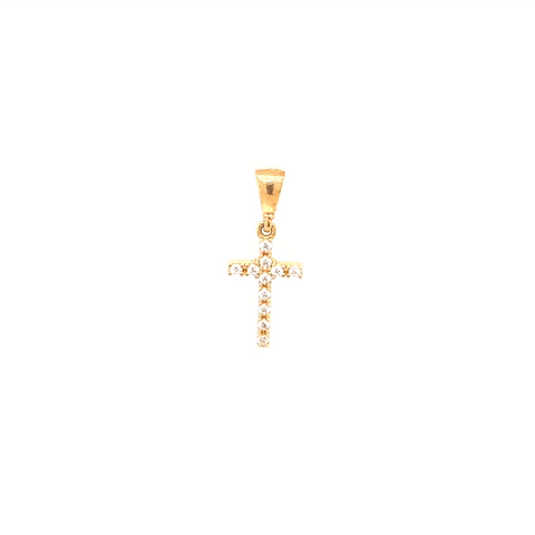 14k Gold Cross Pendant with Zirconias