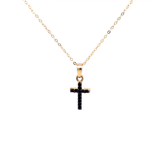 14k Gold Double View Zirconia Cross Necklace