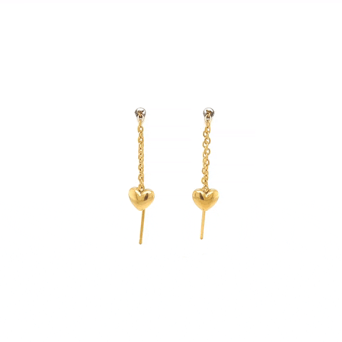 Aretes Acero Cadena y Corazón Colgado