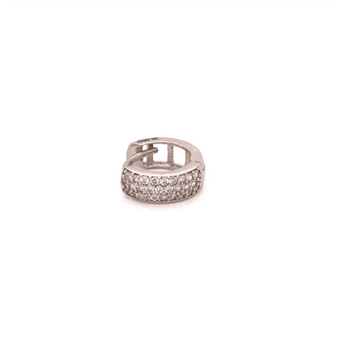 Piercing Oro 10K Arracada Canasta Mitad Mini Zirconias Blanco y Amarillo
