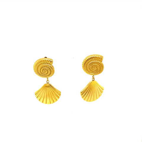 Arete Poste Caracol Y Concha