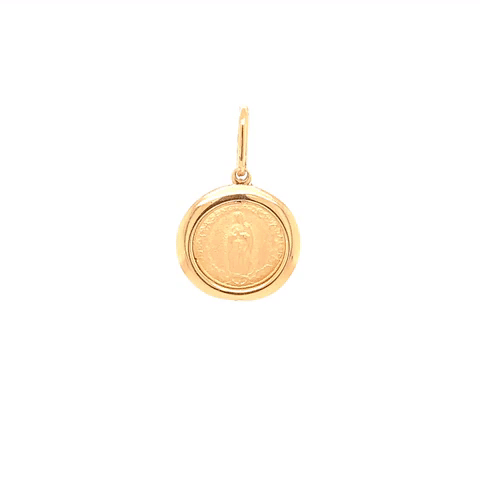 14k Gold Virgin Round Medal Charm