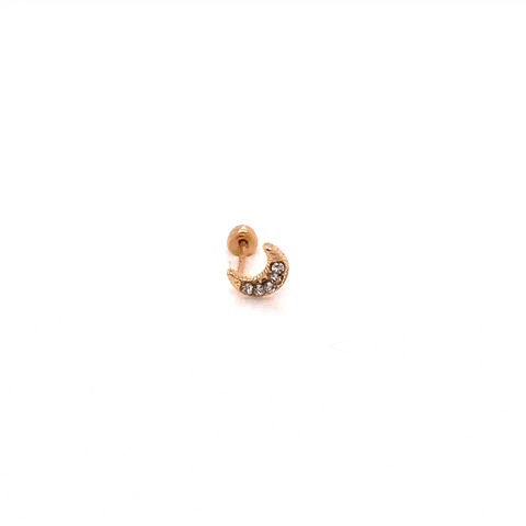 10K Gold Piercing Moon Striped 5 Zirconias